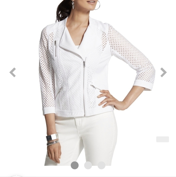 Chico's Jackets & Blazers - Chico's Moto Jacket Diamond Mesh White Large